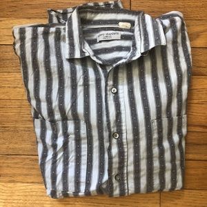 ⬇️35 Marc Daniels Grey/White Striped button Down M